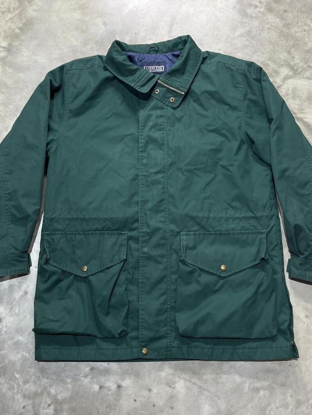 Vintage Lands End Quilted Preowned Medium Parka Jacket Chore Coat
